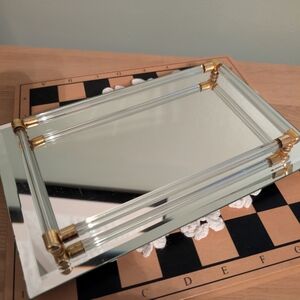 Elegant Gold and Silver Vanity Tray Avon Perfume/Cologne Mirror Tray
